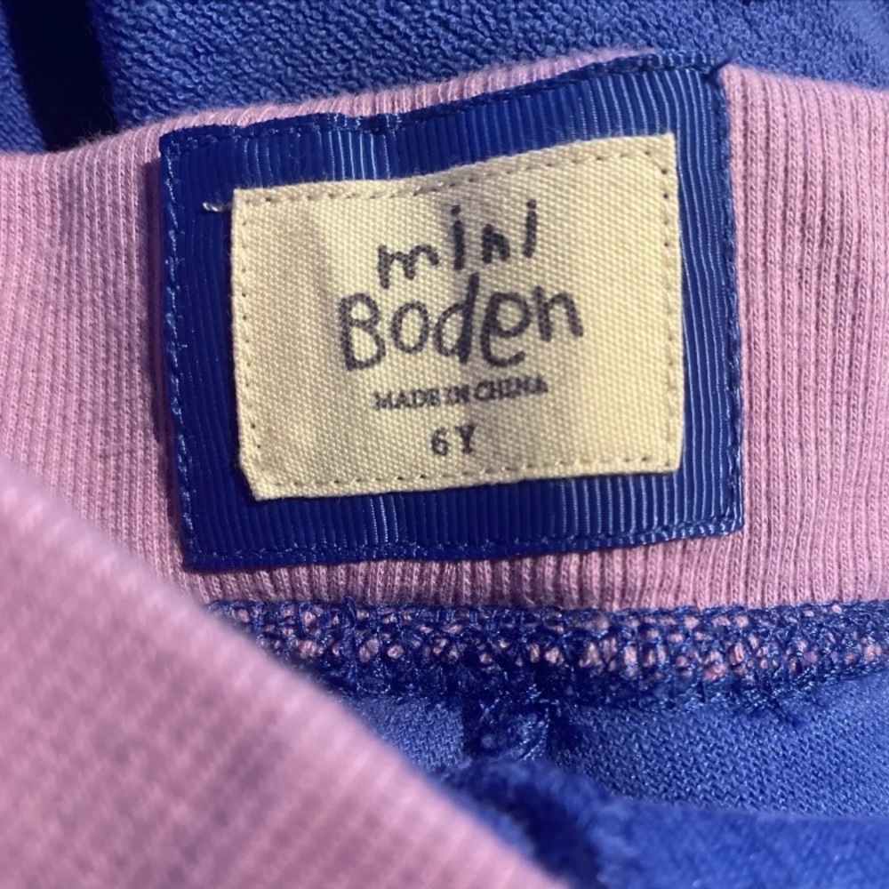 MINI BODEN Girls Terry Toweling Blue Jogger Pants W/ Lavender Waist  Sz 6 Y NWT - Picture 7 of 9
